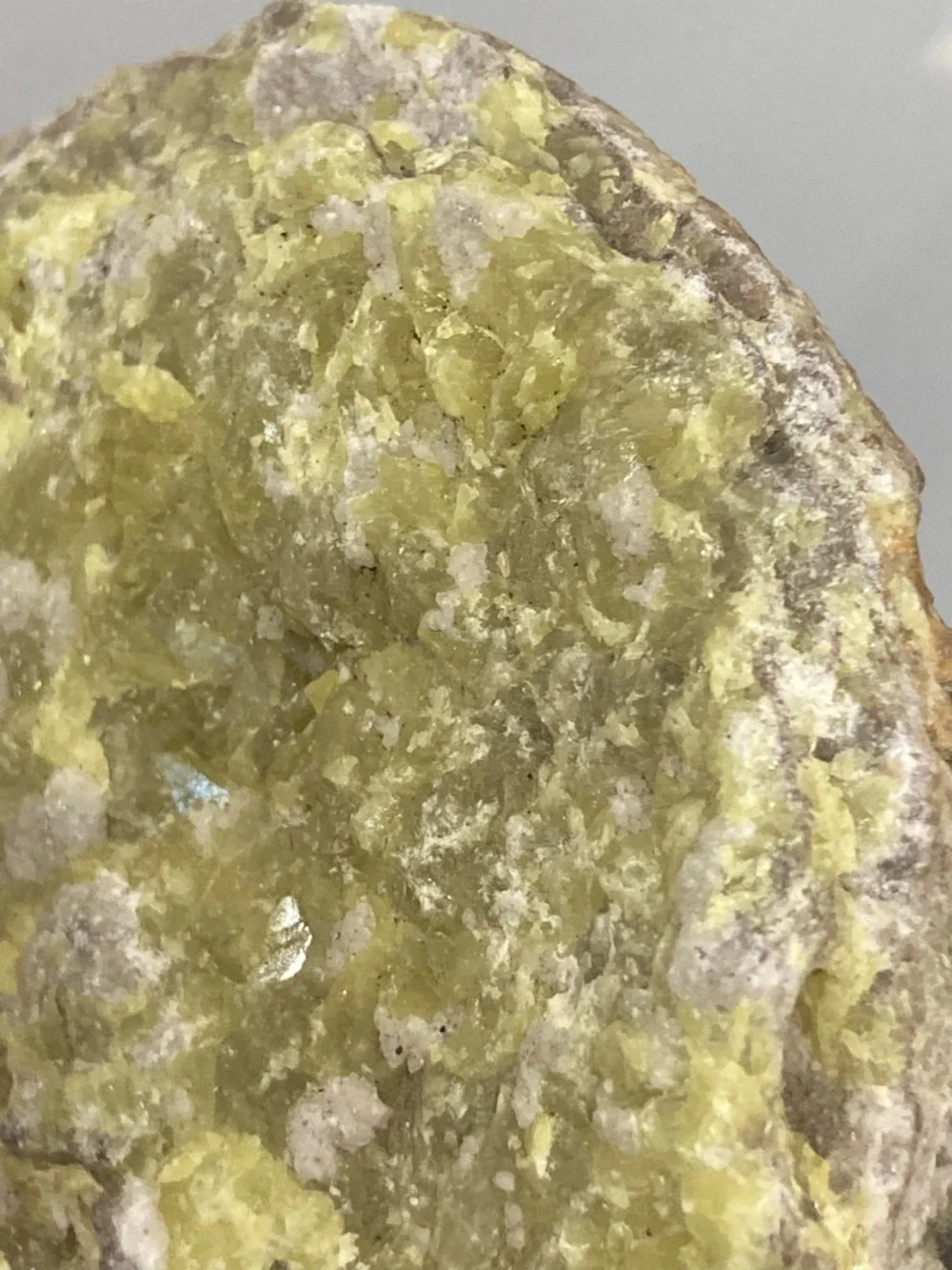 Yellow Rock with Crystals Sulfur Smell 3.5” Across